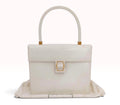 Vintage Gucci White Grained Leather Top Handle with Dust Bag