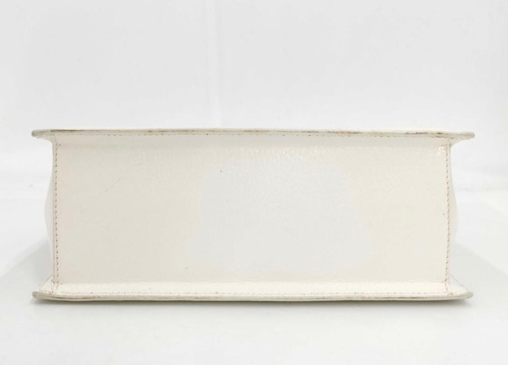Vintage Gucci White Grained Leather Top Handle with Dust Bag — detail 3