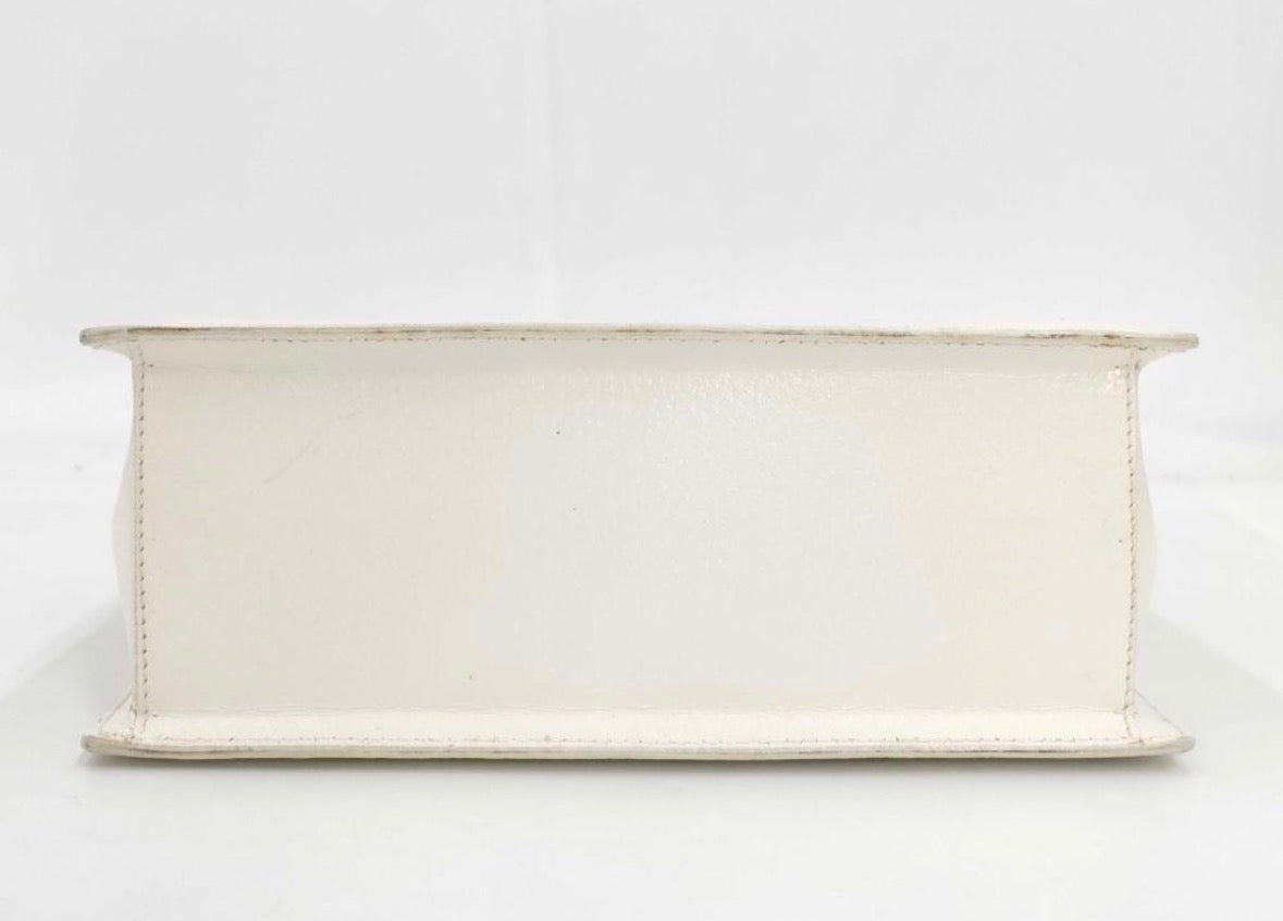 Vintage Gucci White Grained Leather Top Handle with Dust Bag — detail 3
