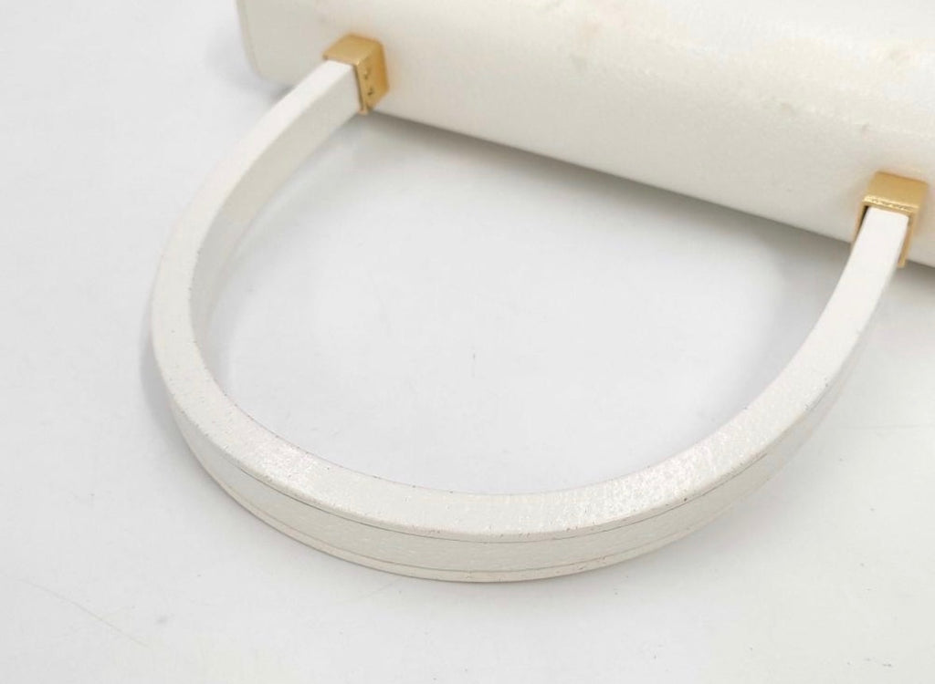 Vintage Gucci White Grained Leather Top Handle with Dust Bag — detail 4