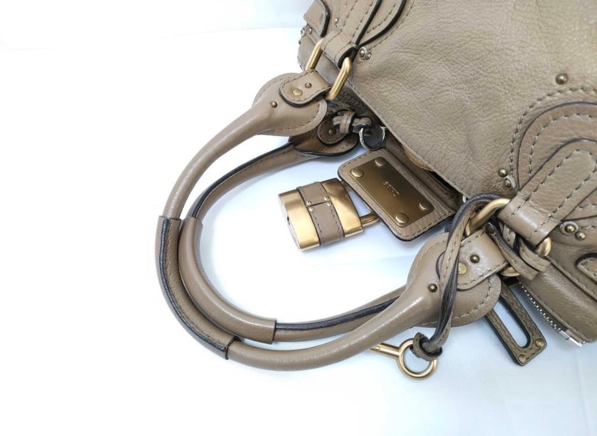 Chloé Taupe Paddington Satchel — detail photograph